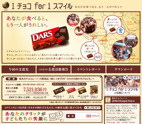 森永製菓「1チョコfor1スマイル」キャンペーン